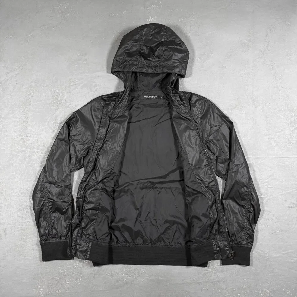 Neil Barrett Hooded Black Windbreaker Jacket Men's It 46, XS-S